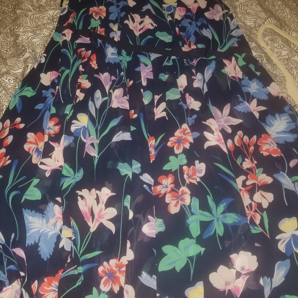 Talbots 18w Navy Blue with flowers Dress